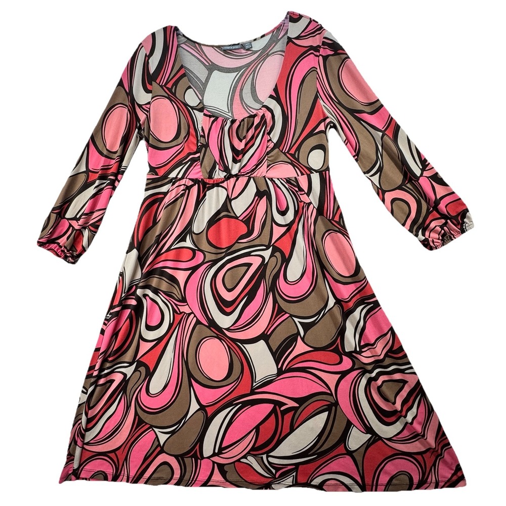 VTG Y2K Babydoll Dress‎ Women's Size Small Stretch Hippie Gogo Funky Art To wear